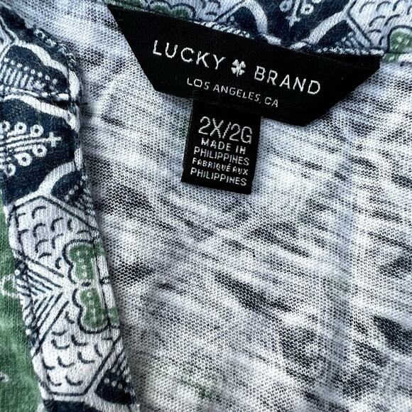 LUCKY BRAND women’s size 2X short sleeve V-neck tunic, green - Picture 8 of 8